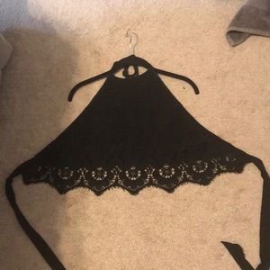 Black Lace Crop Top